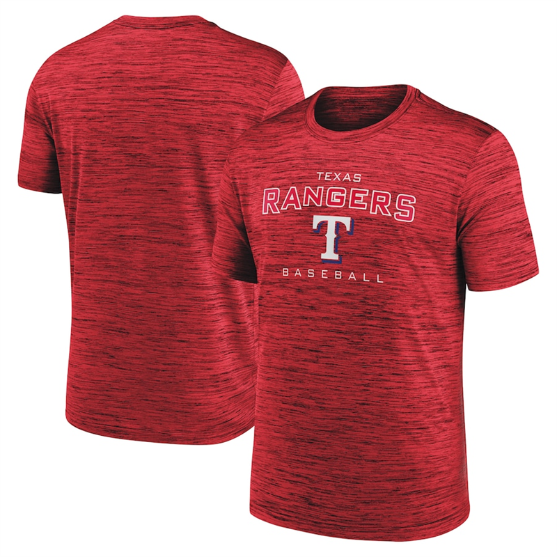 Men's Texas Rangers Red Velocity Practice Performance T-Shirt Men's Texas Rangers Red Velocity Practice Performance T-Shirt